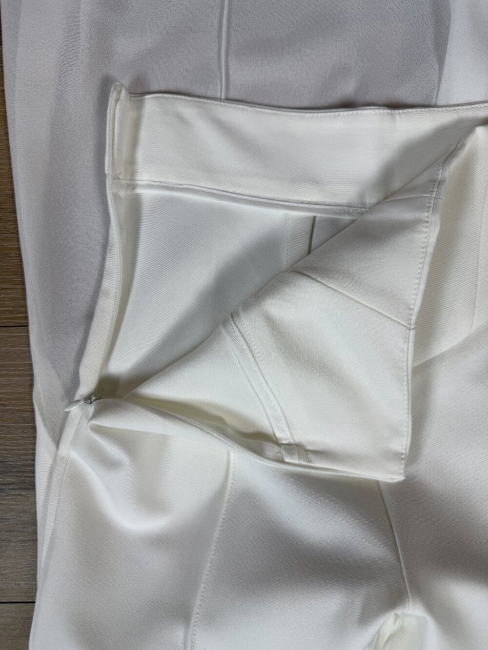White Ivory Crop Blazer Sheer Chiffon Mermaid Pants Two Piece Set | M - Picture 6 of 9